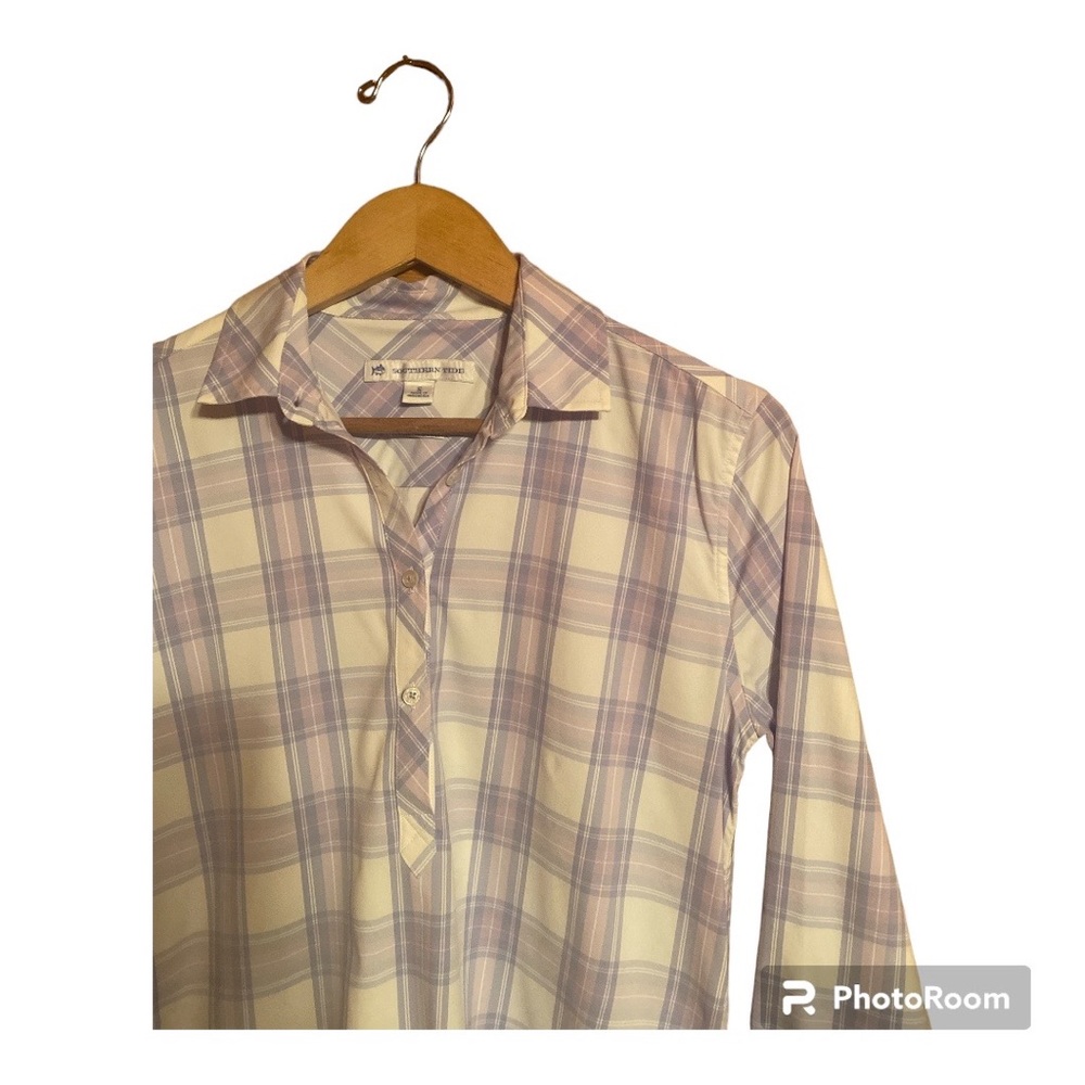 Southern Tide Blue & Purple Plaid Women’s Fishing Shirt Women’s Size Small - Picture 2 of 6